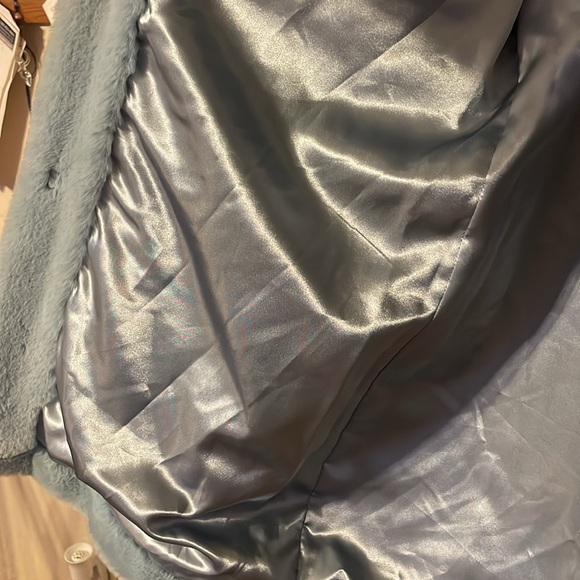 Baby Blue Faux Fur Coat - Picture 3 of 5